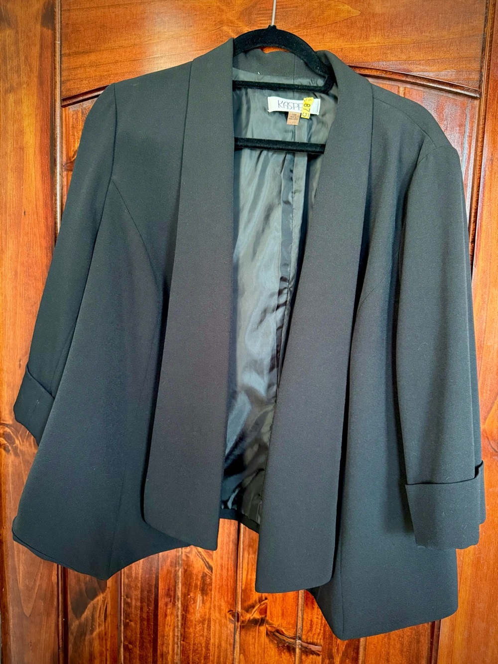 Kasper Black Open-Front Draped Blazer